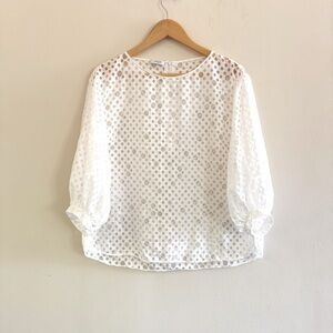 Akris Punto Sheer Polka Dot Blouse White US 6‎ / IT 42